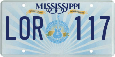 MS license plate LOR117