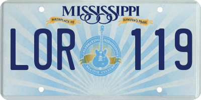 MS license plate LOR119