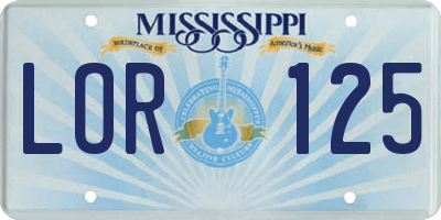 MS license plate LOR125