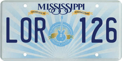 MS license plate LOR126
