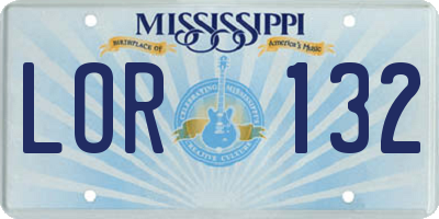 MS license plate LOR132