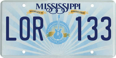 MS license plate LOR133