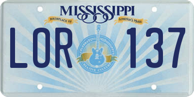 MS license plate LOR137
