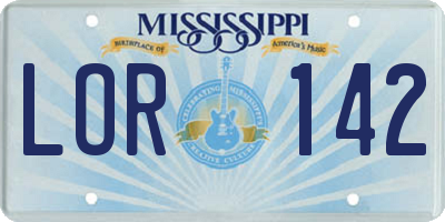 MS license plate LOR142
