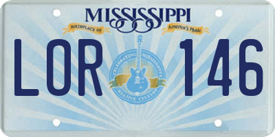 MS license plate LOR146