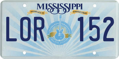 MS license plate LOR152