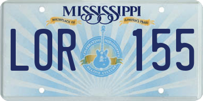 MS license plate LOR155
