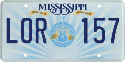 MS license plate LOR157