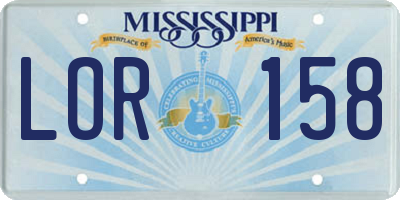 MS license plate LOR158