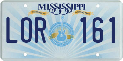 MS license plate LOR161