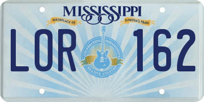MS license plate LOR162