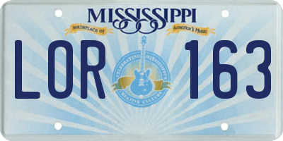 MS license plate LOR163