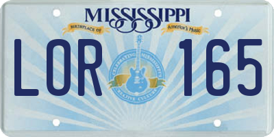 MS license plate LOR165