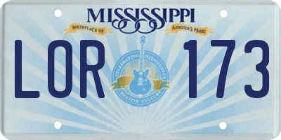 MS license plate LOR173