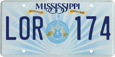 MS license plate LOR174