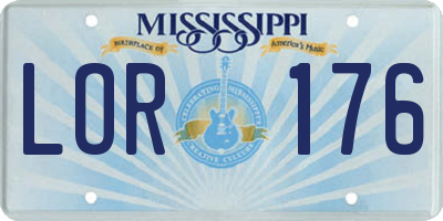 MS license plate LOR176