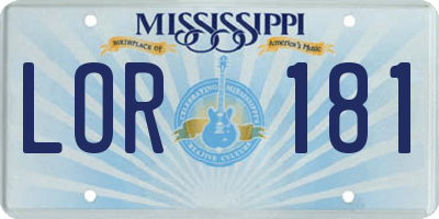 MS license plate LOR181