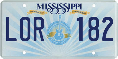 MS license plate LOR182