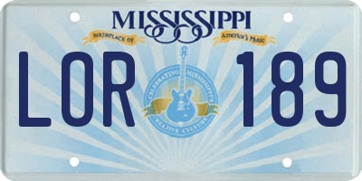 MS license plate LOR189