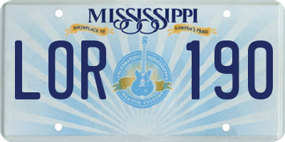 MS license plate LOR190