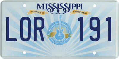 MS license plate LOR191