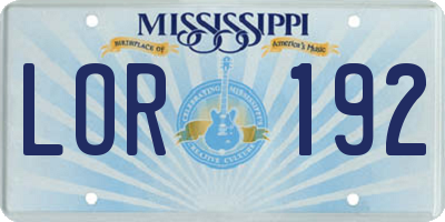 MS license plate LOR192