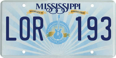 MS license plate LOR193