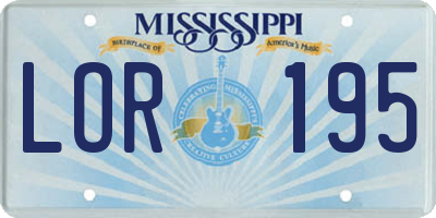 MS license plate LOR195