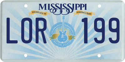 MS license plate LOR199