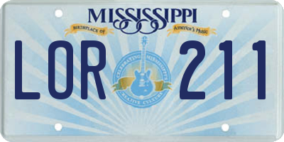 MS license plate LOR211