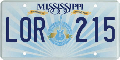 MS license plate LOR215