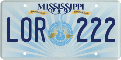 MS license plate LOR222