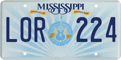 MS license plate LOR224