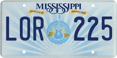 MS license plate LOR225