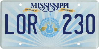 MS license plate LOR230