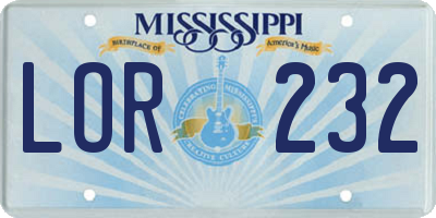 MS license plate LOR232