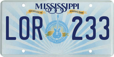 MS license plate LOR233