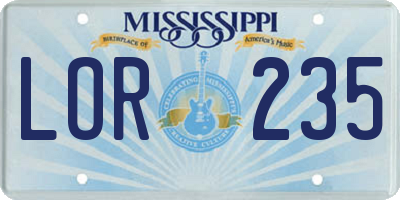 MS license plate LOR235