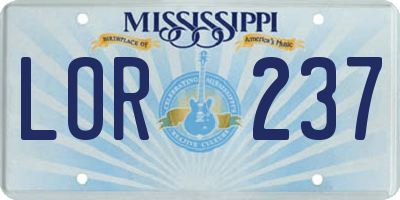 MS license plate LOR237