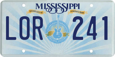 MS license plate LOR241