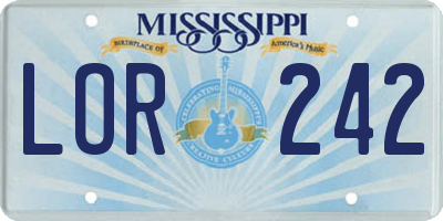 MS license plate LOR242