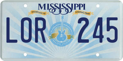 MS license plate LOR245