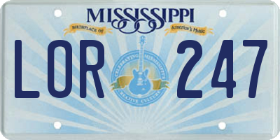 MS license plate LOR247