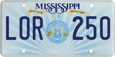 MS license plate LOR250