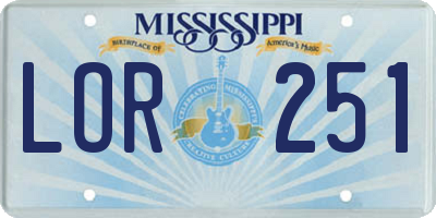 MS license plate LOR251