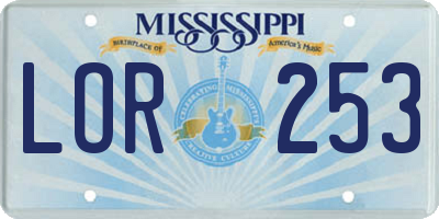 MS license plate LOR253