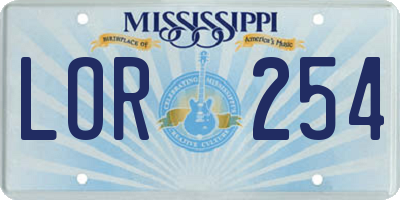 MS license plate LOR254