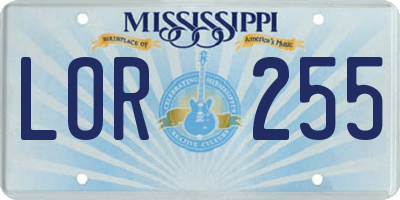 MS license plate LOR255