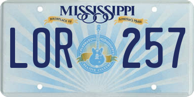 MS license plate LOR257
