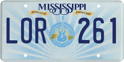 MS license plate LOR261